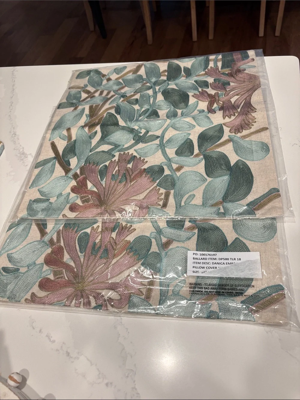 NWT Ballard Design Danica embroidered pillow covers 18”x 18” *price is for both*